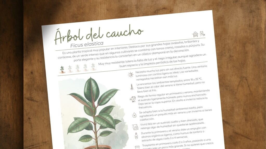 Árbol del caucho (ficha de cuidados de Ficus elastica)